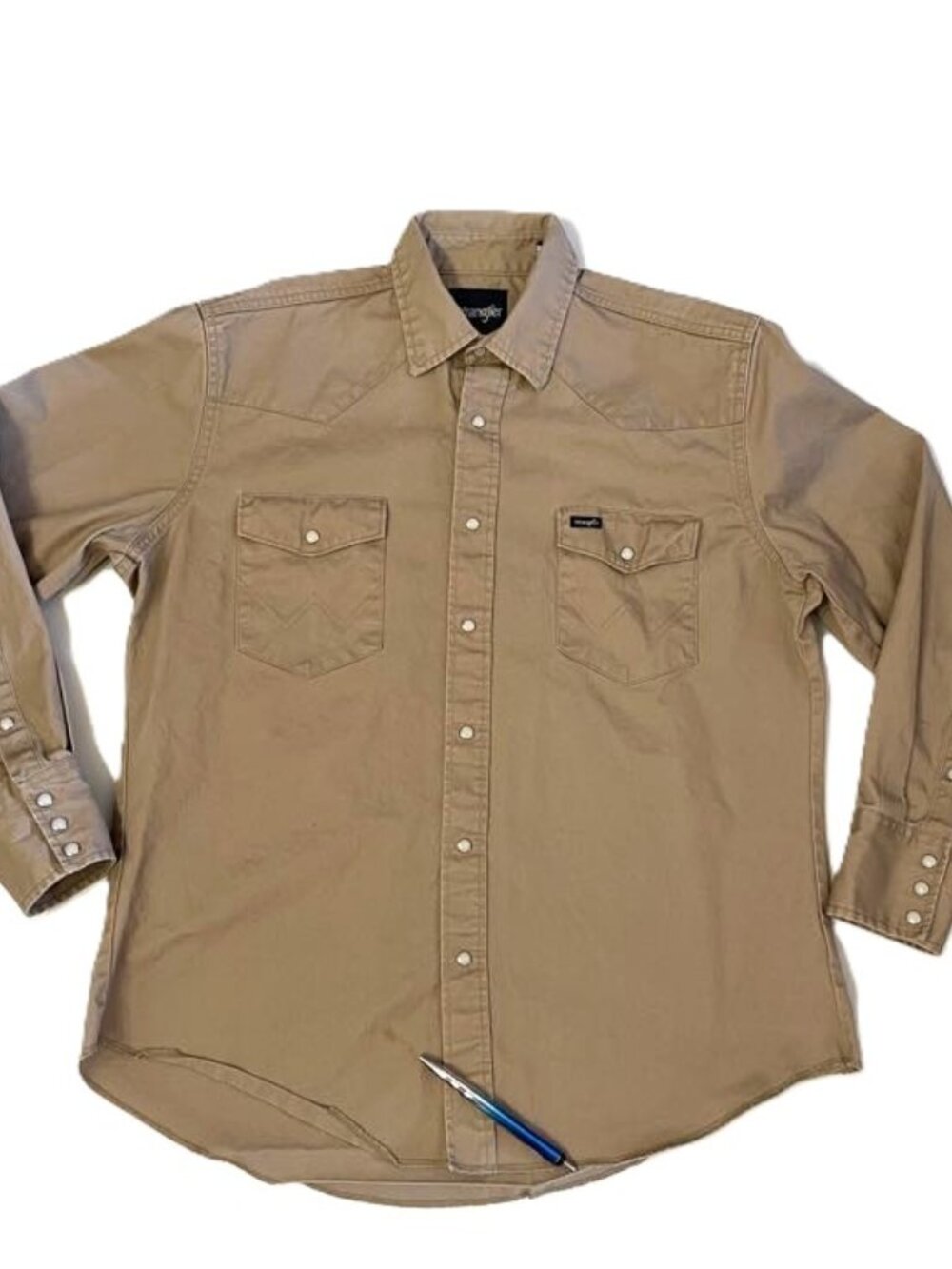 Vintage Wrangler Pearl Snap Shirt Large Heavyweight Long Sleeve Workwear Western - Picture 6 of 16